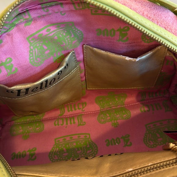 Vintage Juicy Couture Pink and Green Satchel Y2K Terry Bowling Bag - Picture 13 of 15